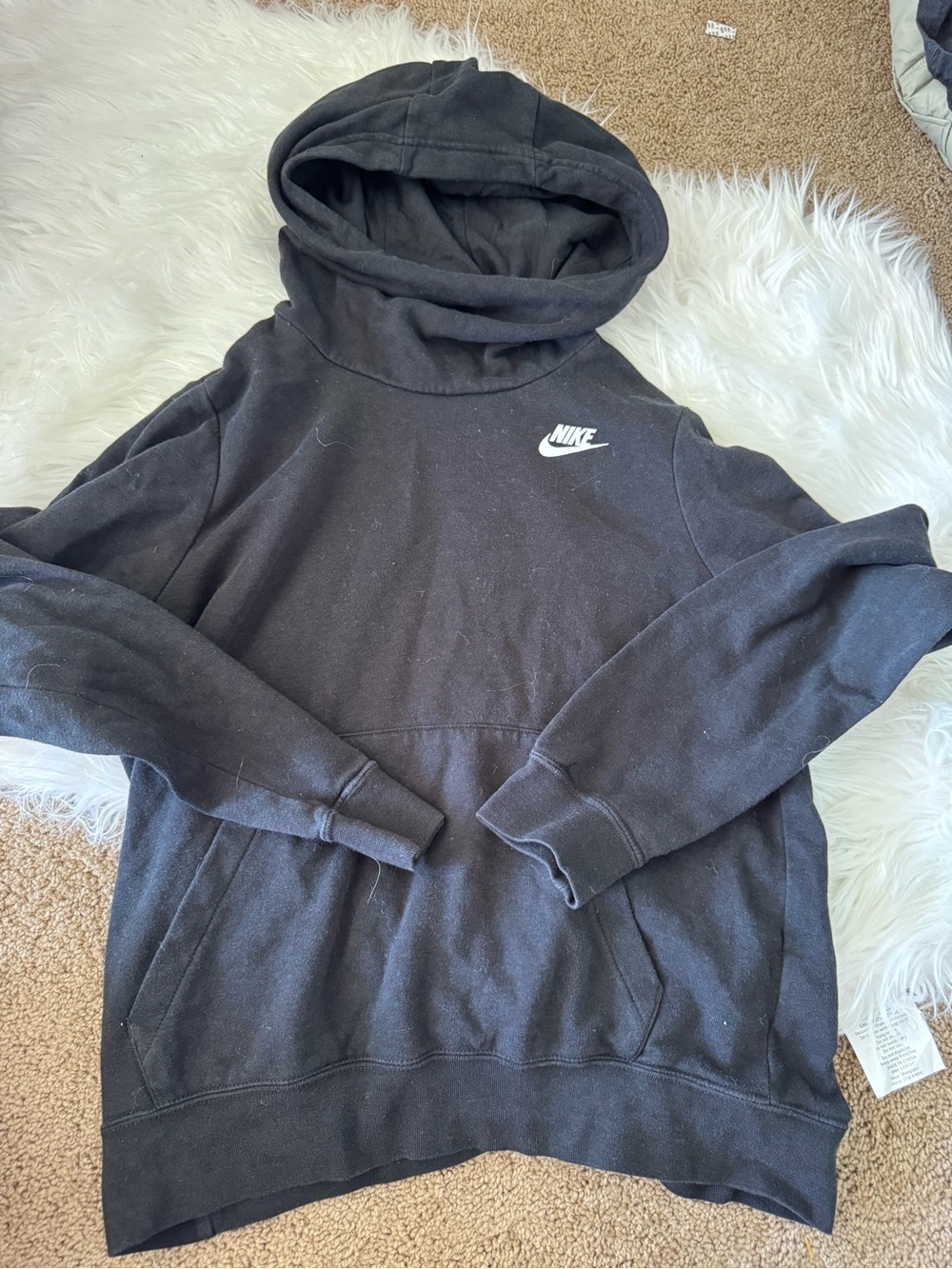 Nike Black Pullover Hoodie with White Swoosh